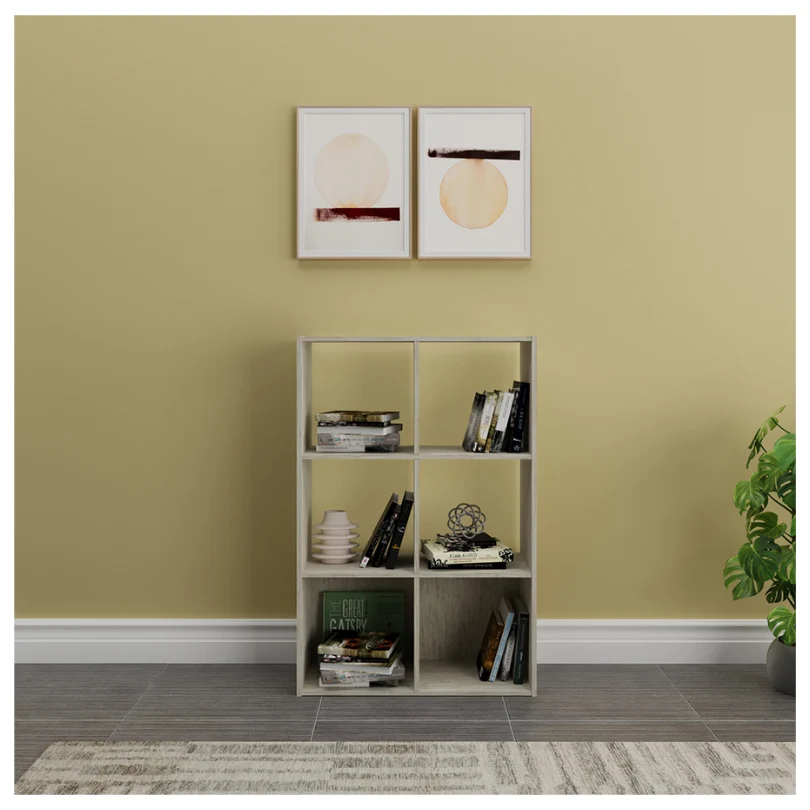 Mueble Organizador- Biblioteca 6 Cubos Madera, Pino Decoghar