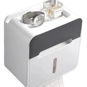 Dispensador Organizador Papel Higiénico Pañuelos Gris