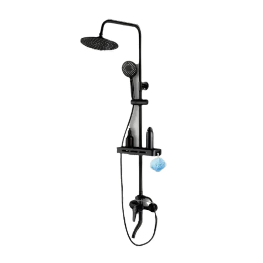 Ducha Columna Llave Monomando Moderna Acero Negro