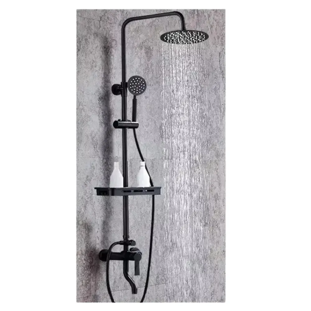 Ducha Columna Llave Monomando Moderna Acero Negro