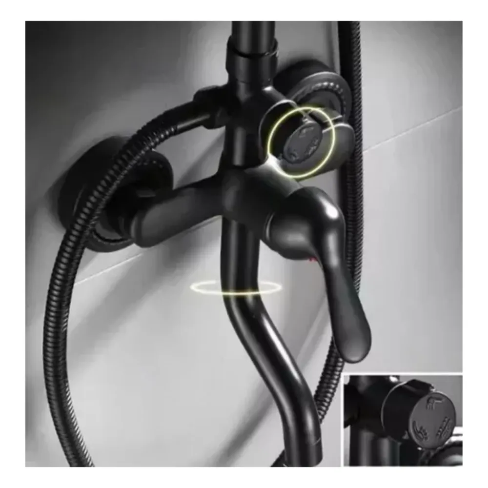 Ducha Columna Llave Monomando Moderna Acero Negro