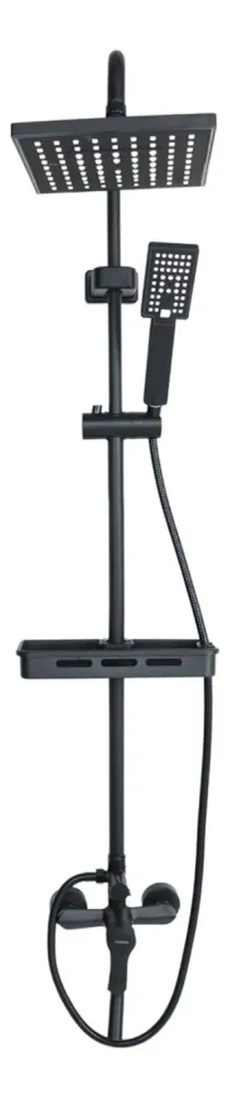 Ducha Columna Llave Monomando Moderna Cuadrada Acero Negro