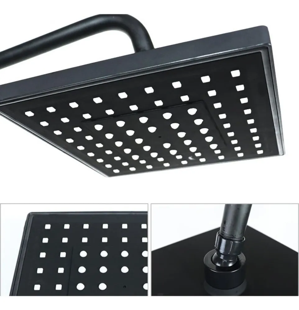 Ducha Columna Llave Monomando Moderna Cuadrada Acero Negro