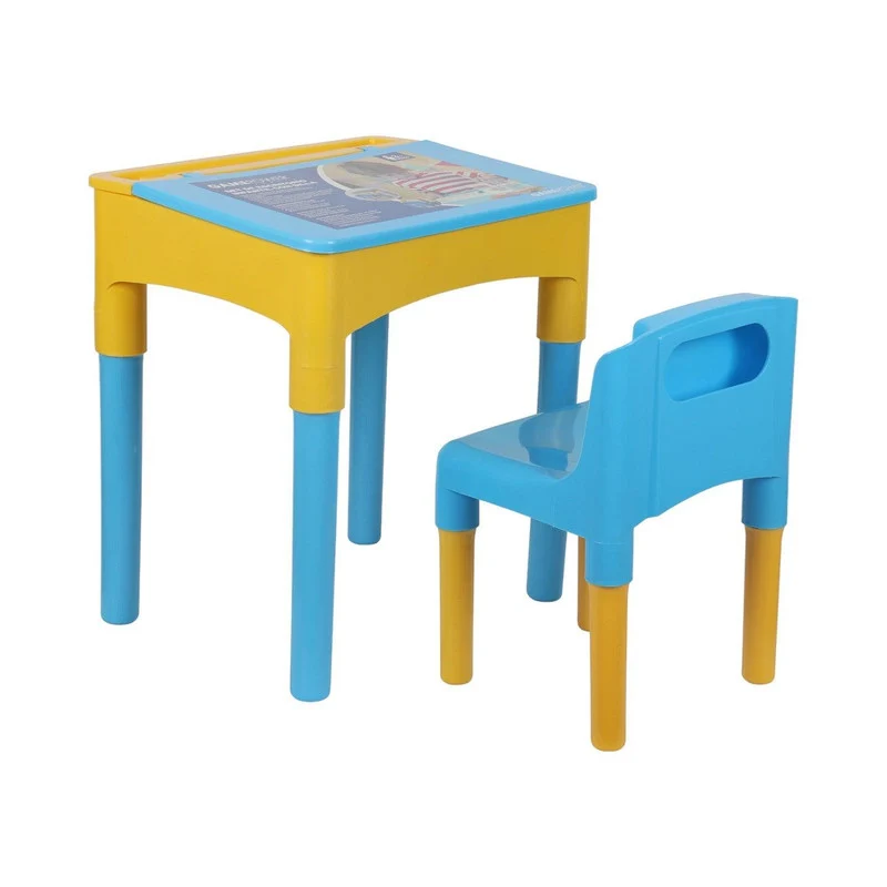 Escritorio y silla para niños Azul Amarillo 53cm alto x 34cm ancho x 47cm largo GAMEPOWER