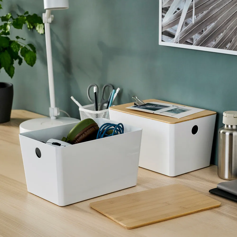 KUGGIS CAJA CON TAPA DE BAMBU 18X26X15