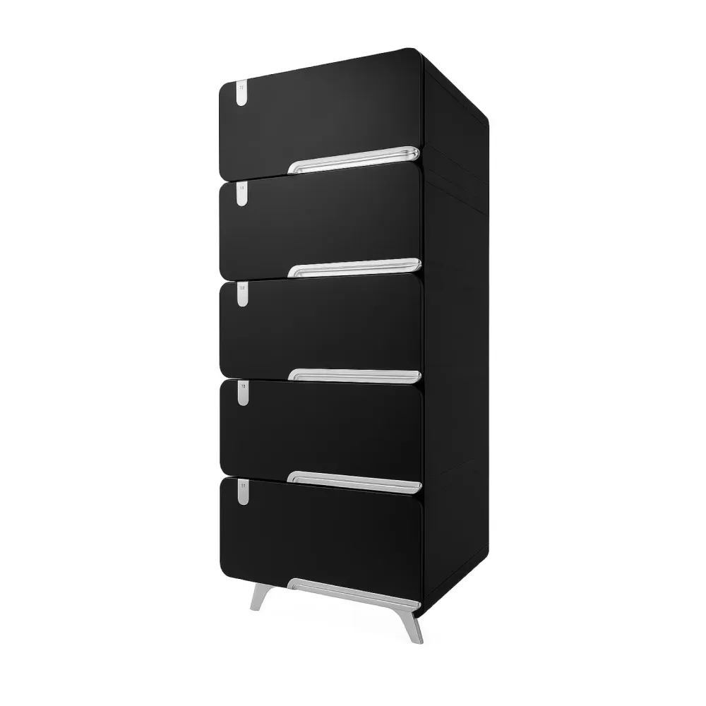 Cajonera plástica Delux 5 Gavetas Negra Luxury Plast