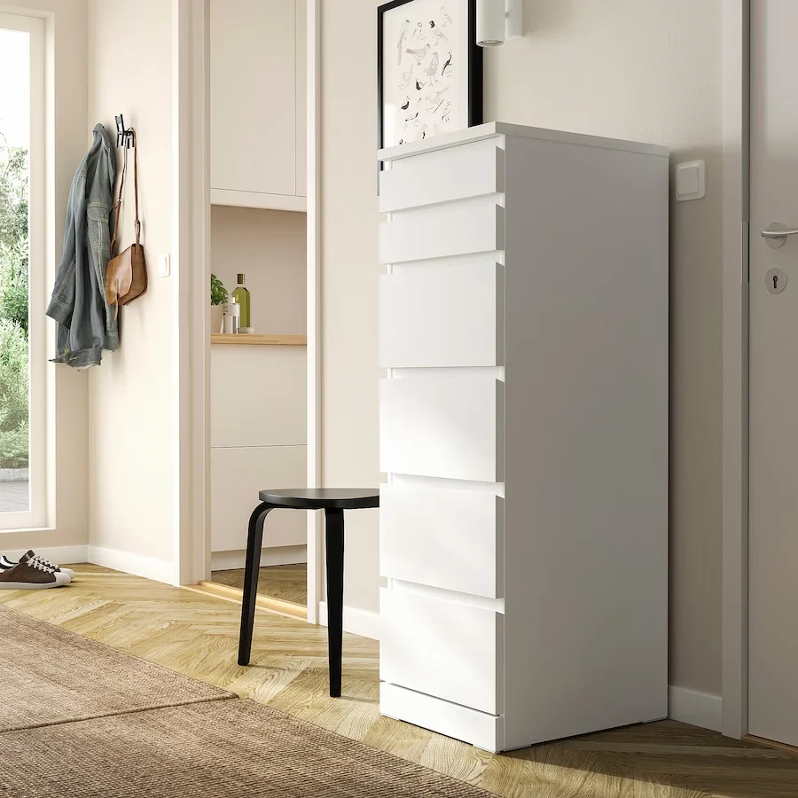 MALM 6 GAVETAS VERTICAL CON ESPEJO