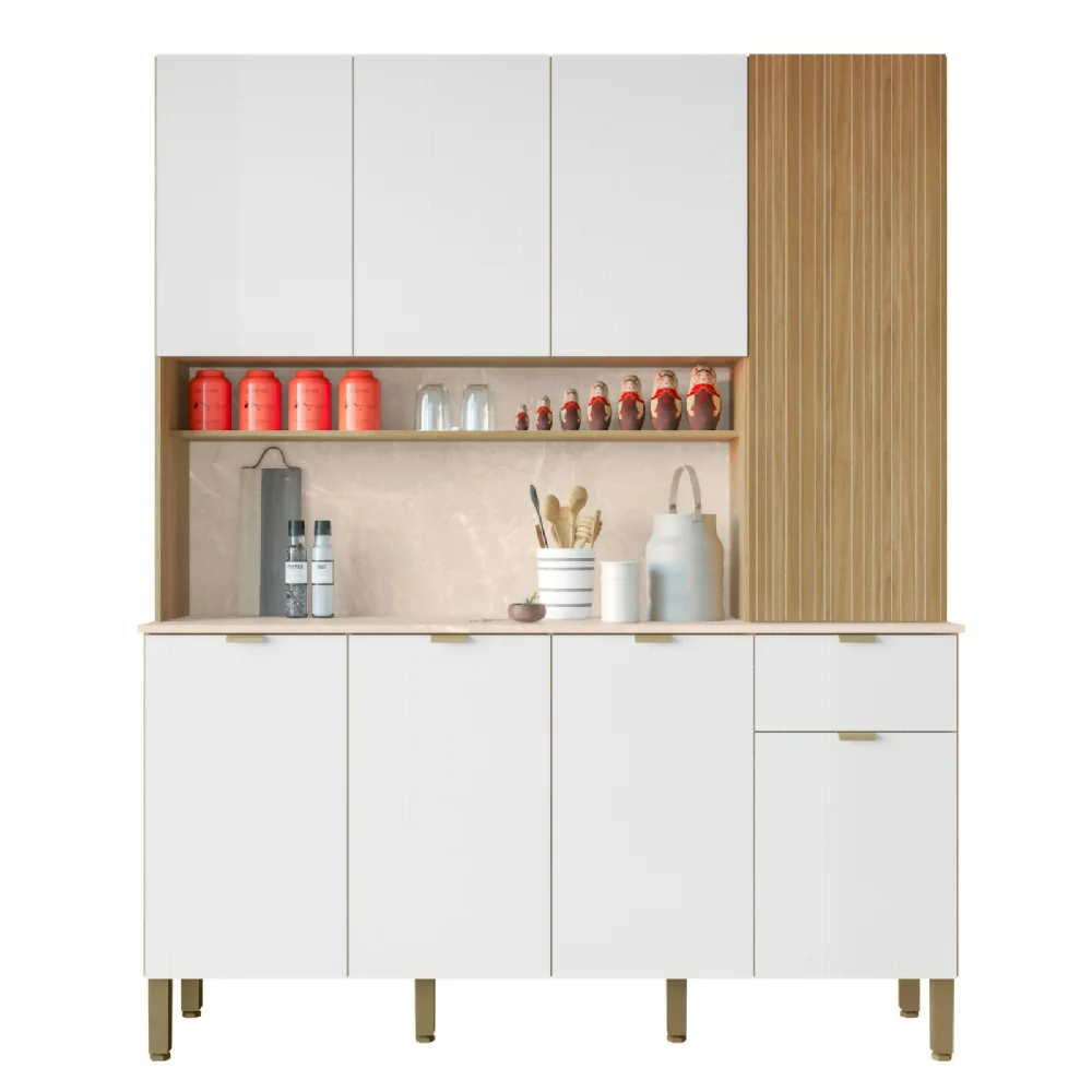 Alacena Slow 8P Blanco Texturizado Castaño Acanalado Marketplace - AKI