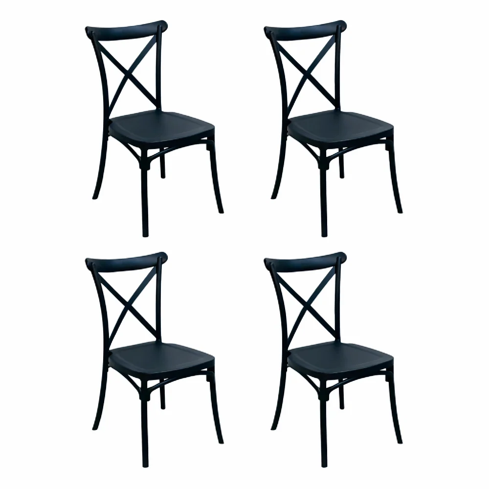 Comedor Rectangular 75x110x70cm + 4 Sillas Ibiza Negras Marketplace - DKO