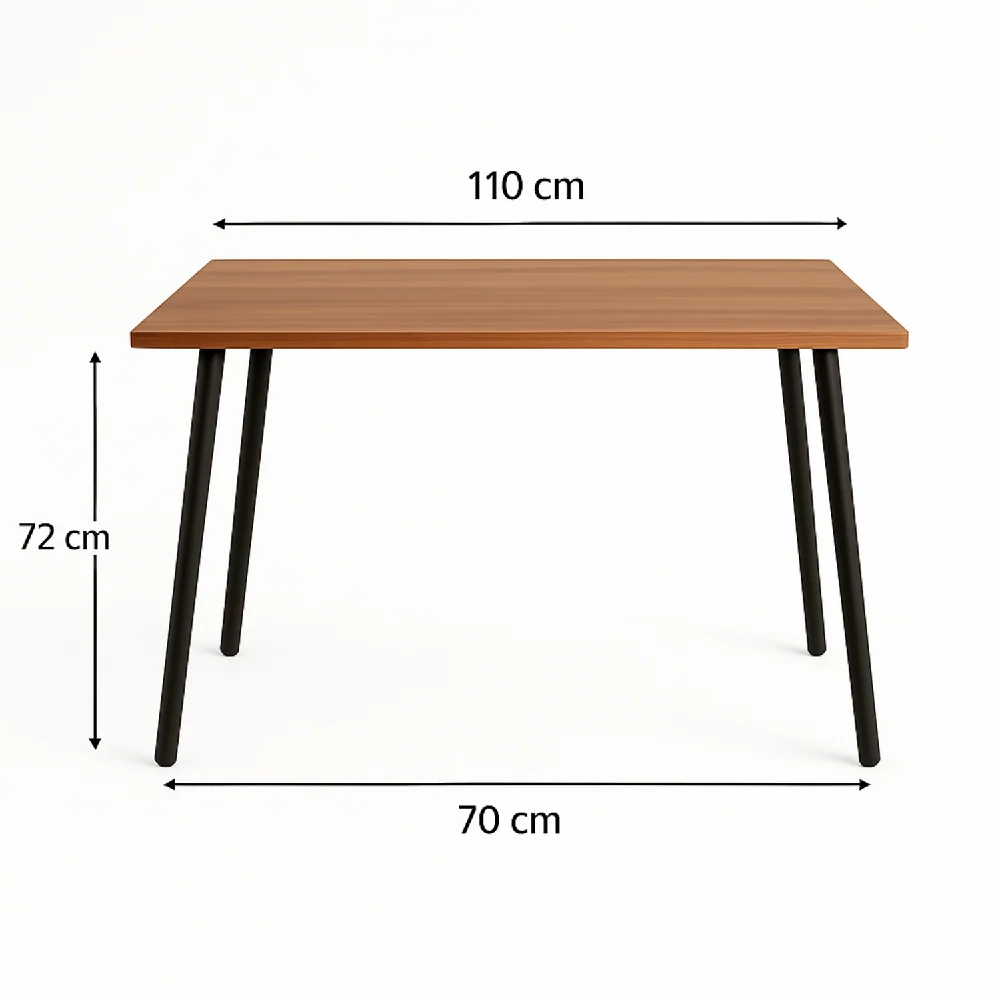 Comedor Rectangular 75x110x70cm + 4 Sillas Ibiza Negras Marketplace - DKO