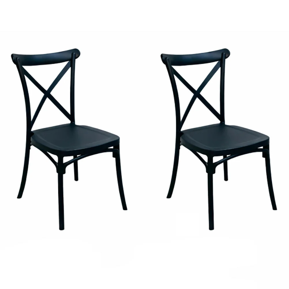 Comedor Redondo 74.5x80x80cm Amaretto + 2 Sillas Ibiza Negras Marketplace - DKO