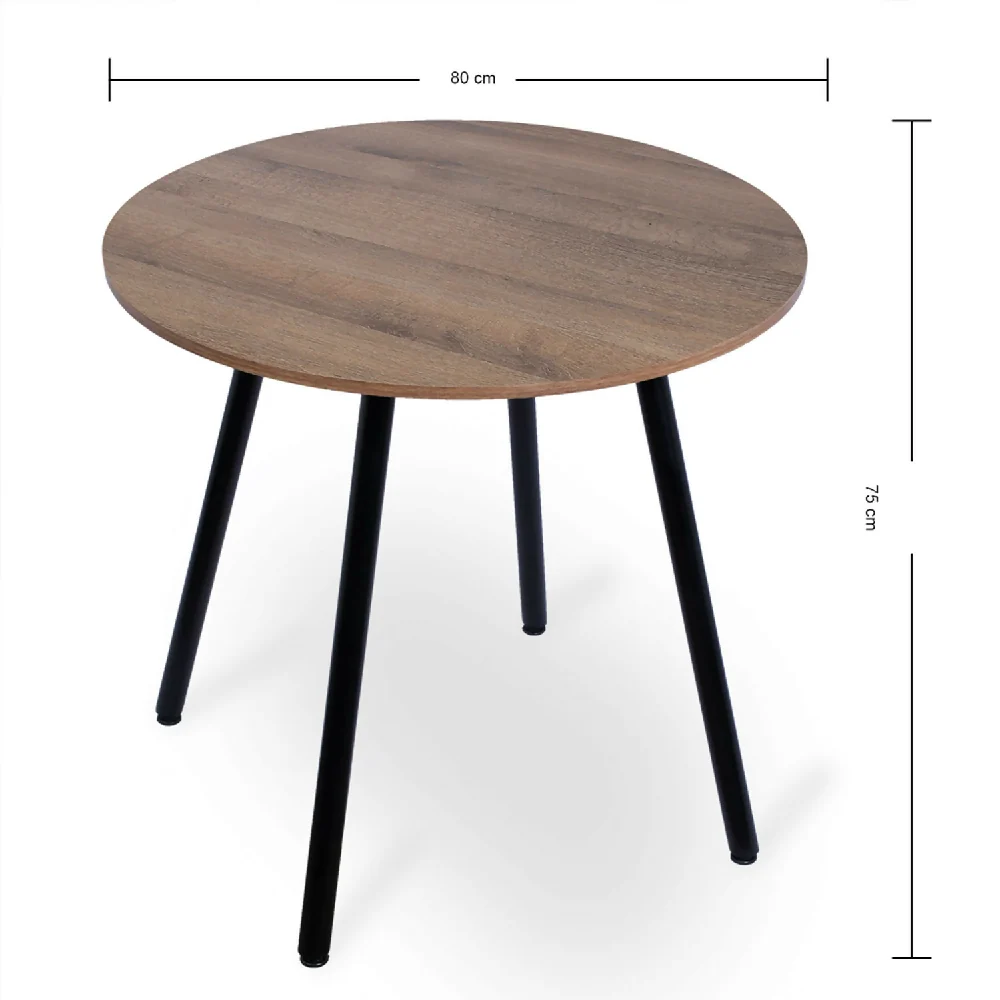 Comedor Redondo 74.5x80x80cm Amaretto + 2 Sillas Ibiza Negras Marketplace - DKO