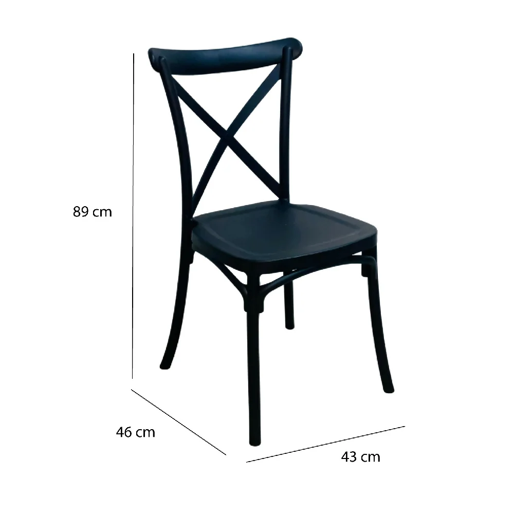 Comedor Redondo 74.5x80x80cm Amaretto + 2 Sillas Ibiza Negras Marketplace - DKO