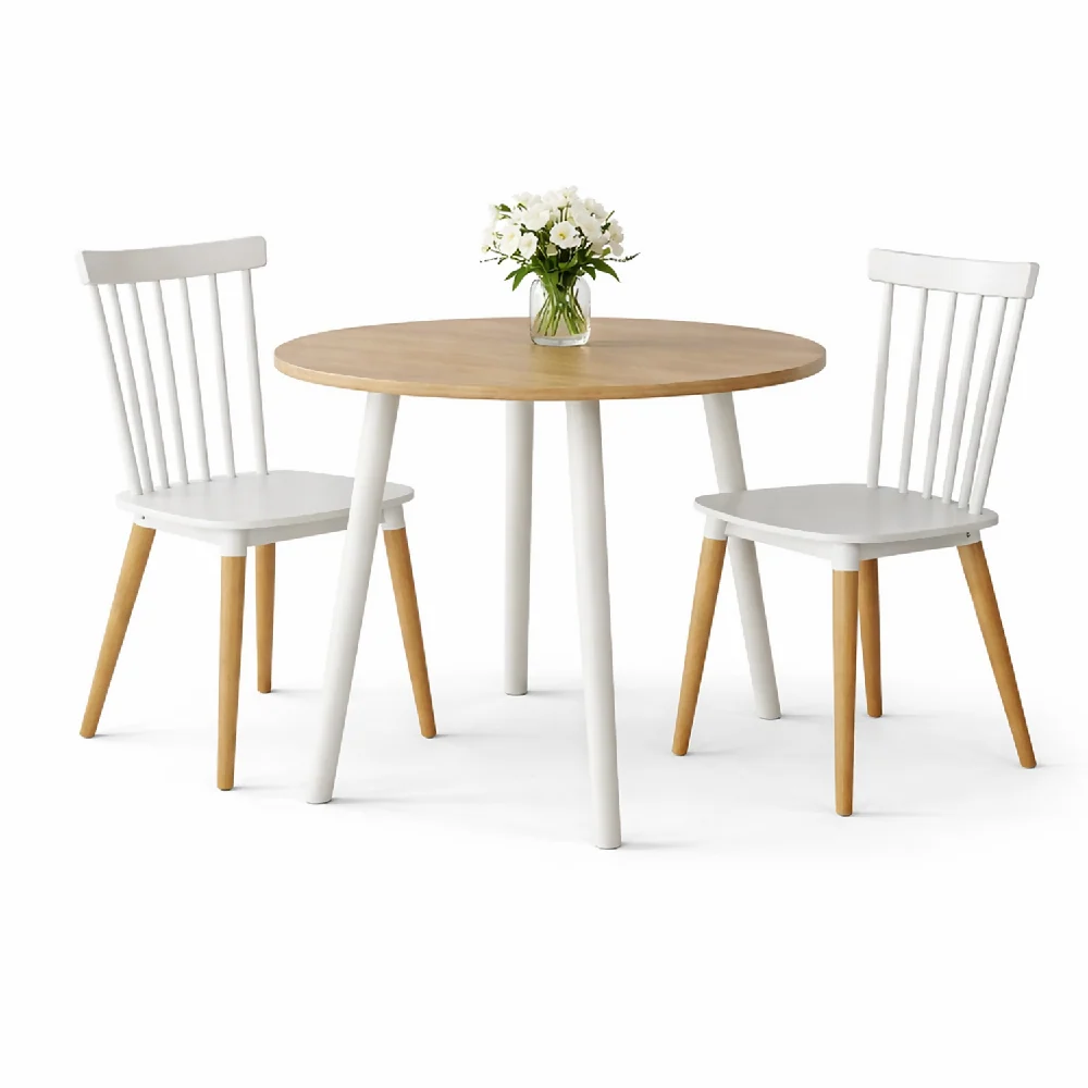 Comedor Redondo 74.5x80x80cm Vienes + 2 Sillas Guam Blancas Marketplace - DKO
