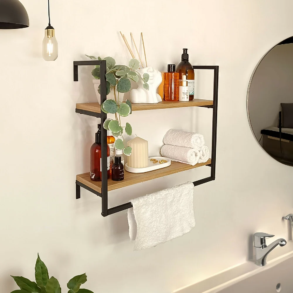 Organizador Multiusos Biella, Madera Natural + Negro Marketplace - HM