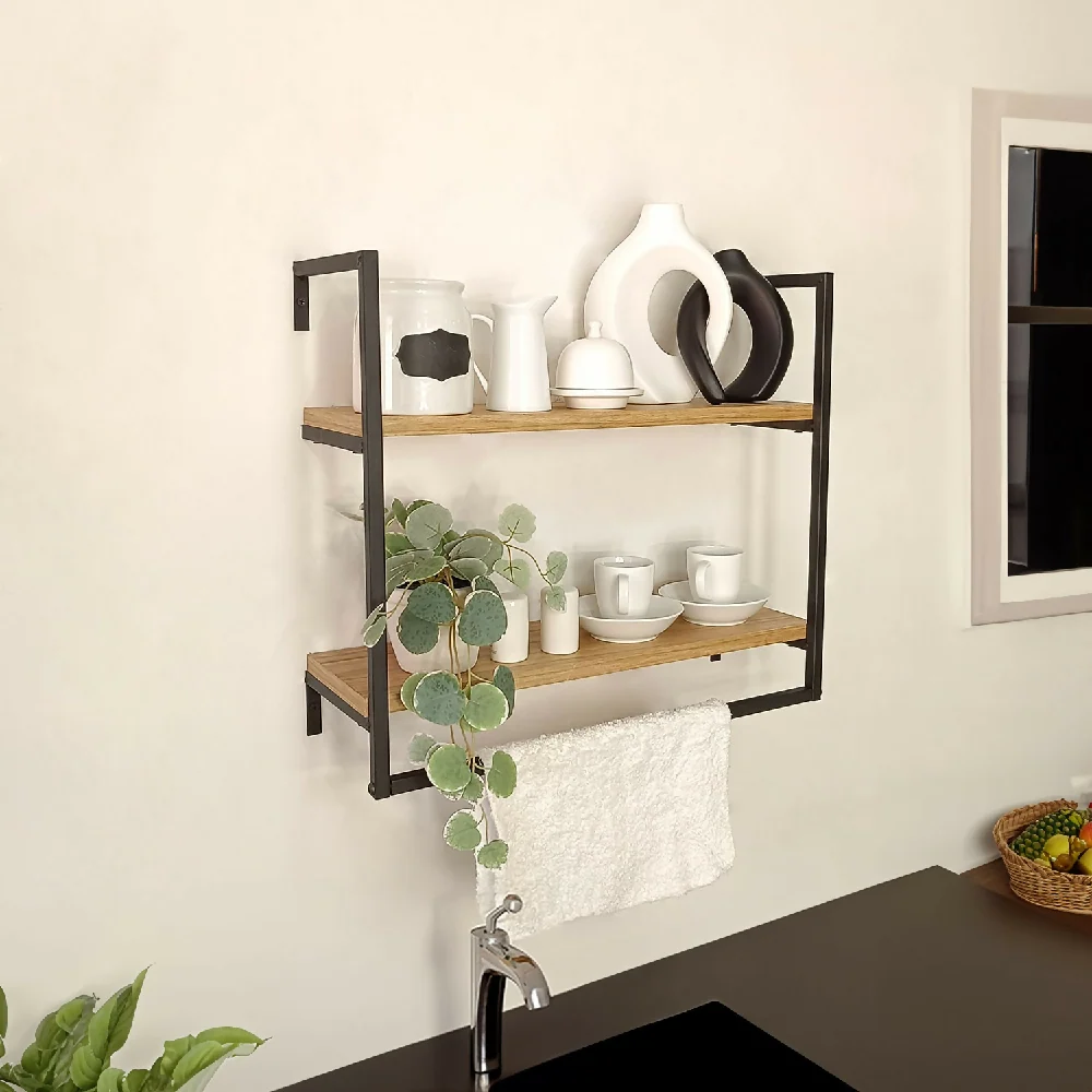 Organizador Multiusos Biella, Madera Natural + Negro Marketplace - HM