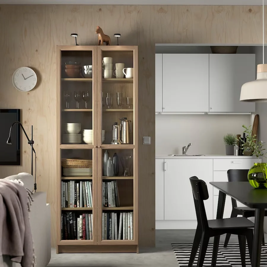 OXBERG PUERTA CRISTAL LIBRERO BILLY MADERA