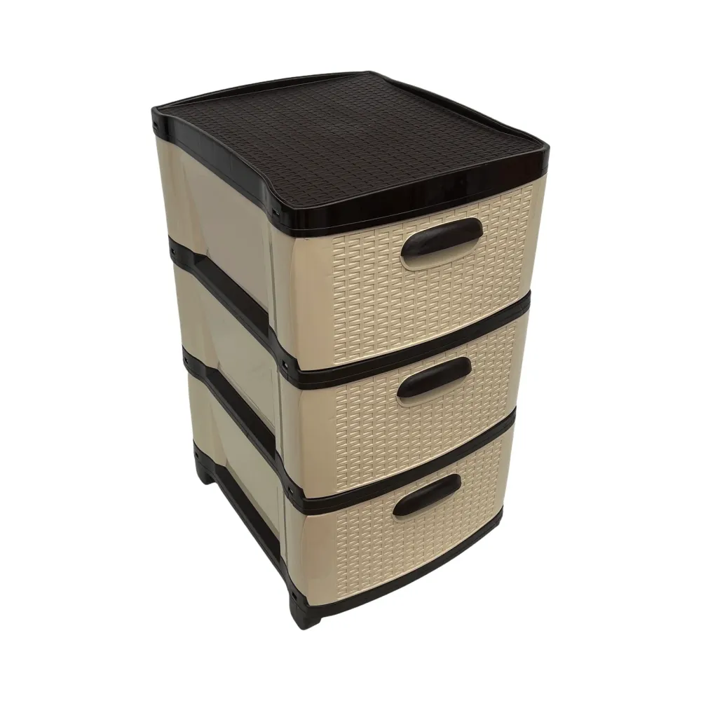 Cajonera Plástica Beige-Cafe 3 Gavetas Pica
