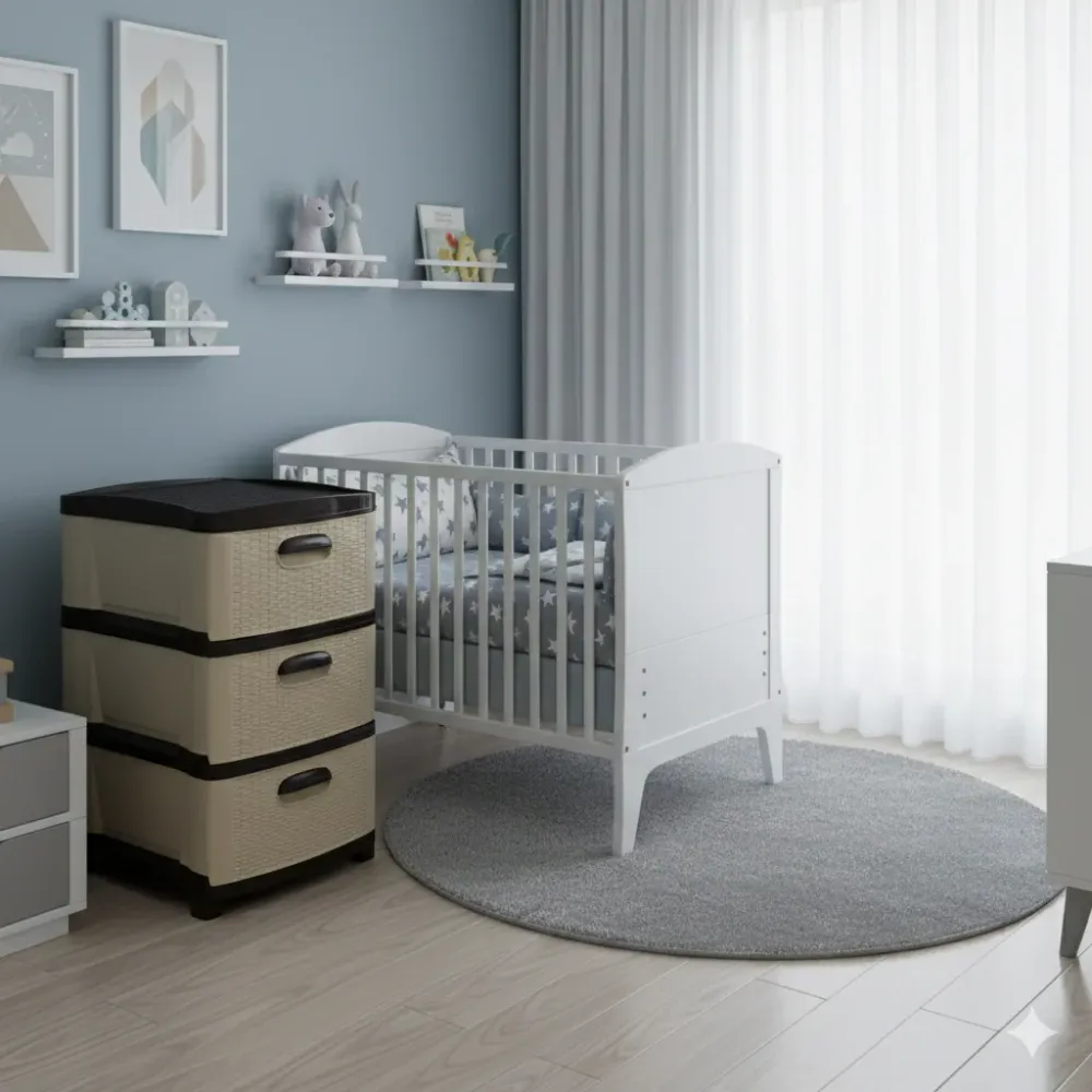 Cajonera Plástica Beige-Cafe 3 Gavetas Pica