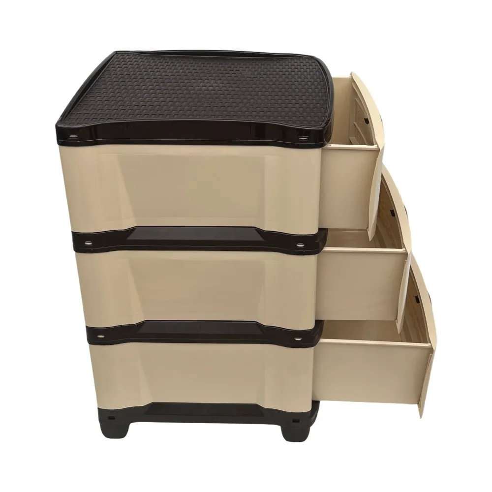 Cajonera Plástica Beige-Cafe 3 Gavetas Pica