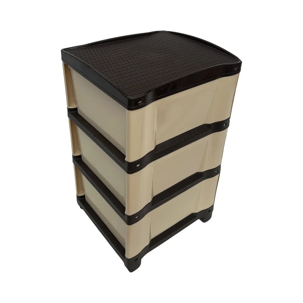 Cajonera Plástica Beige-Cafe 3 Gavetas Pica