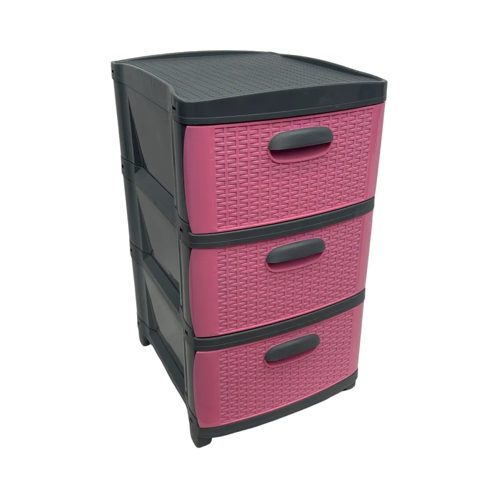 Cajonera Plástica Rosado-Gris 3 Gavetas Pica
