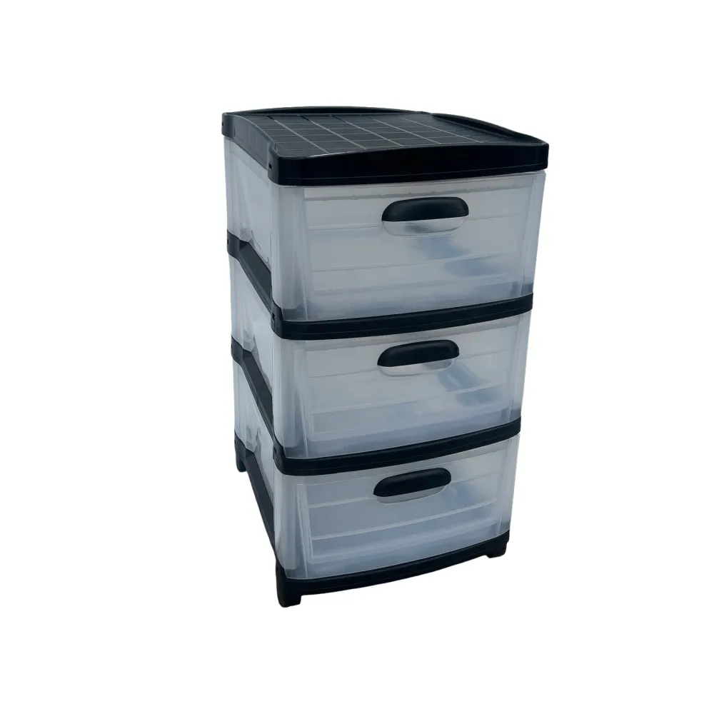 Cajonera Plástica Transparente de 3 Gavetas Pica