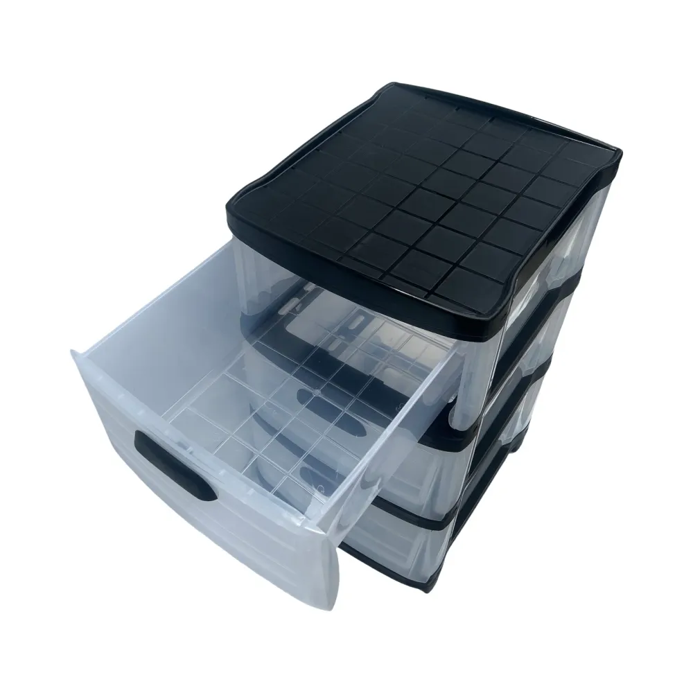 Cajonera Plástica Transparente de 3 Gavetas Pica