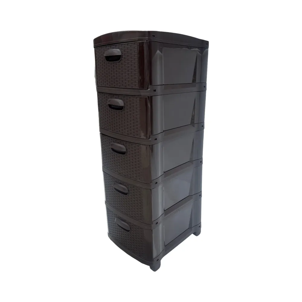 Cajonera Plástica Ratán Café Oscuro 5 Gavetas Prode