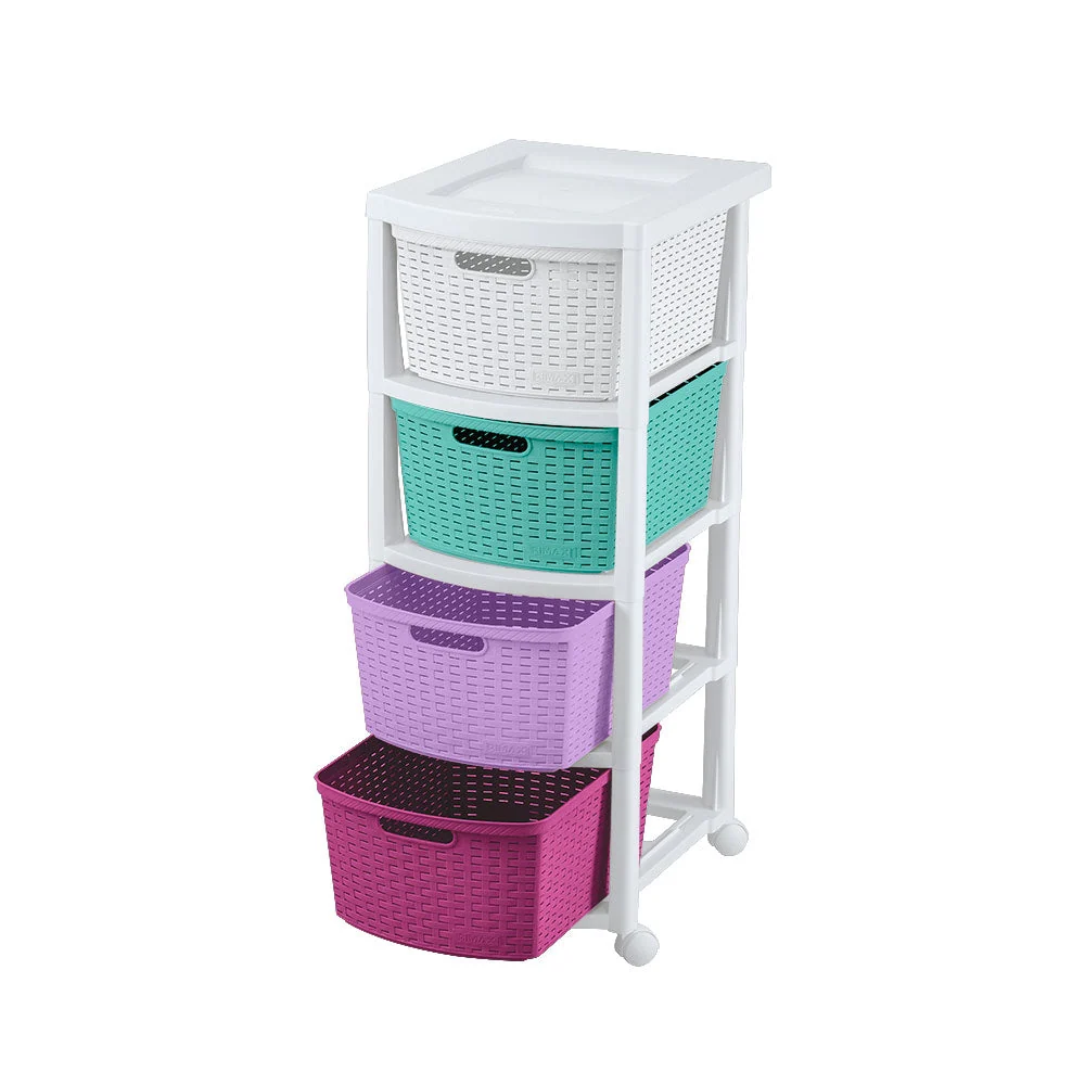 Cajonero Apariencia Rattan 4 Gavetas Altas Tricolor Niñ Rimax