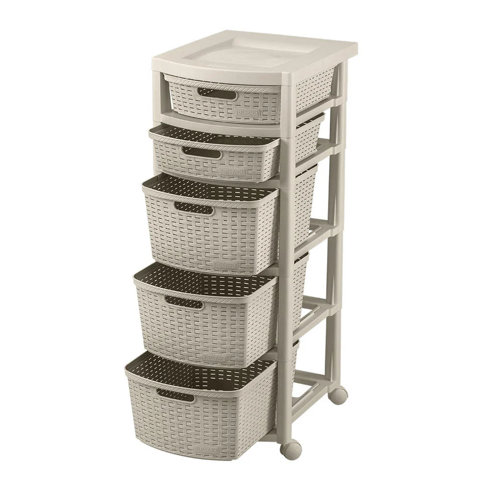 Cajonero Apariencia Rattan 2 Gavetas Bajas + 3 Gavetas Altas Taupe Rimax