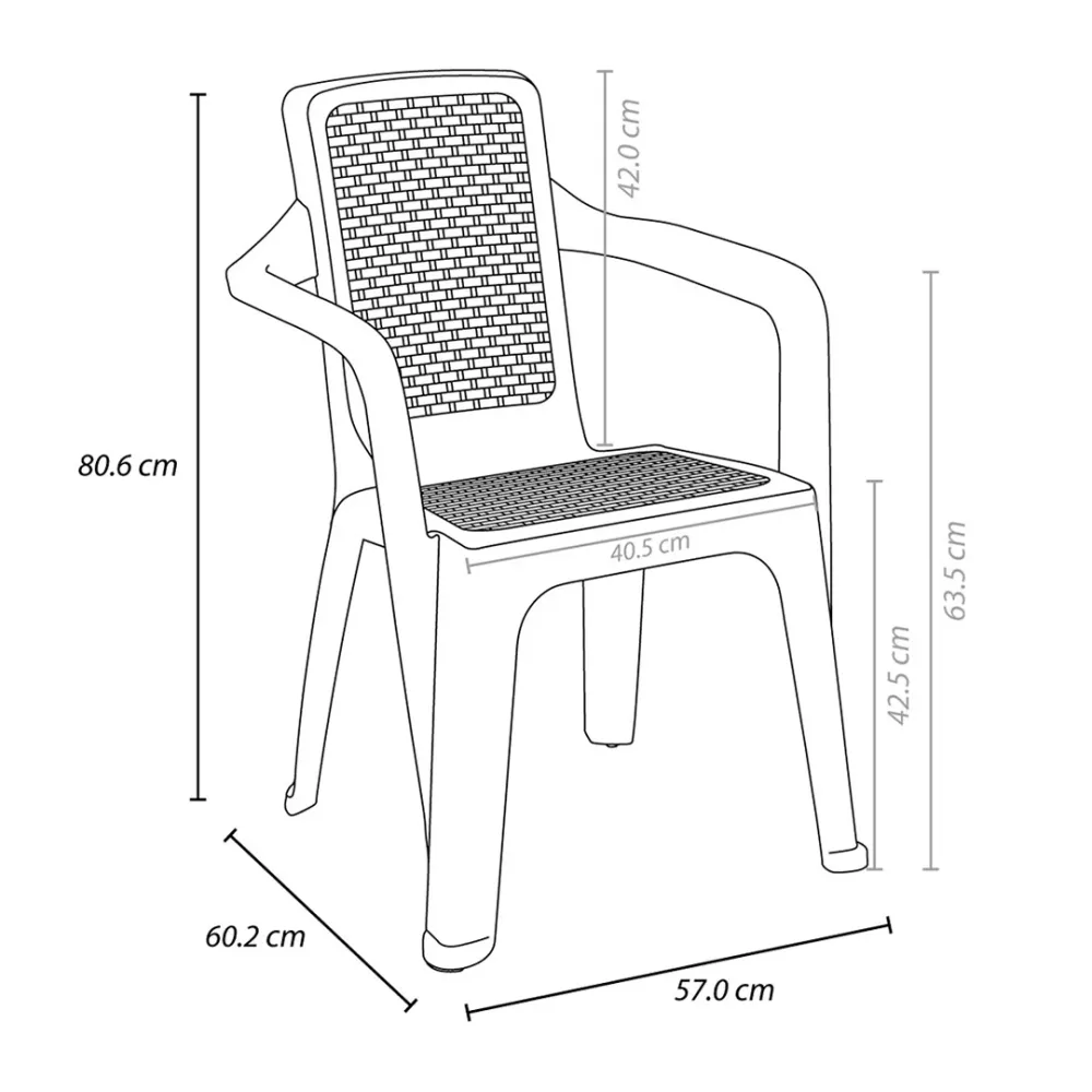 Combo Comedor Eterna (1 Mesa + 4 Sillas Con Brazos) Blanco Arena Rimax