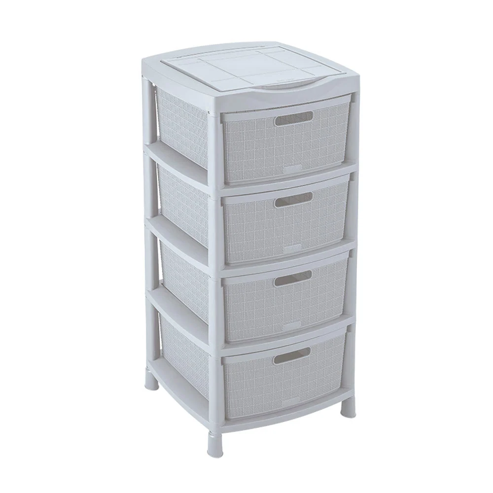 Gavetero Fique Con 4 Gavetas y Tapa Organizadora Gris Hielo Rimax