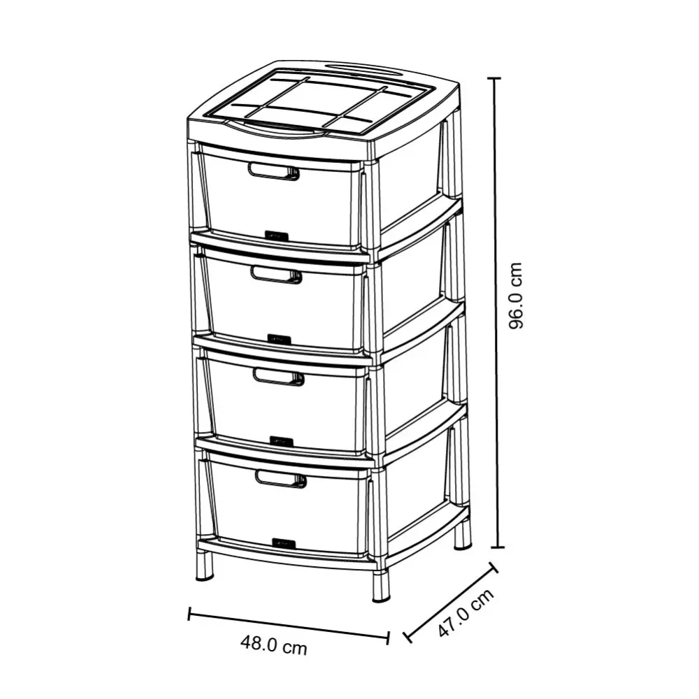 Gavetero Fique Con 4 Gavetas y Tapa Organizadora Gris Hielo Rimax