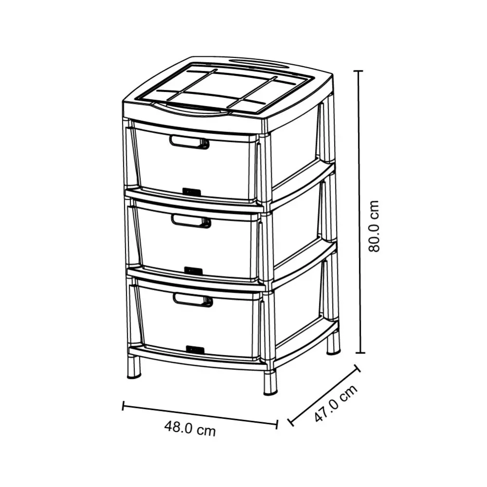 Gavetero Fique con 3 Gavetas y Tapa Organizadora Gris Hielo Rimax