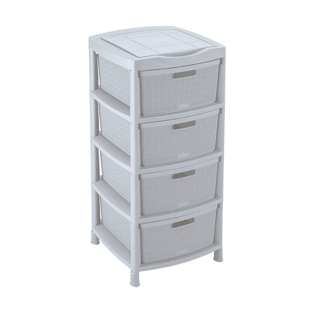 Gavetero Fique Con 4 Gavetas y Tapa Organizadora Gris Hielo Rimax