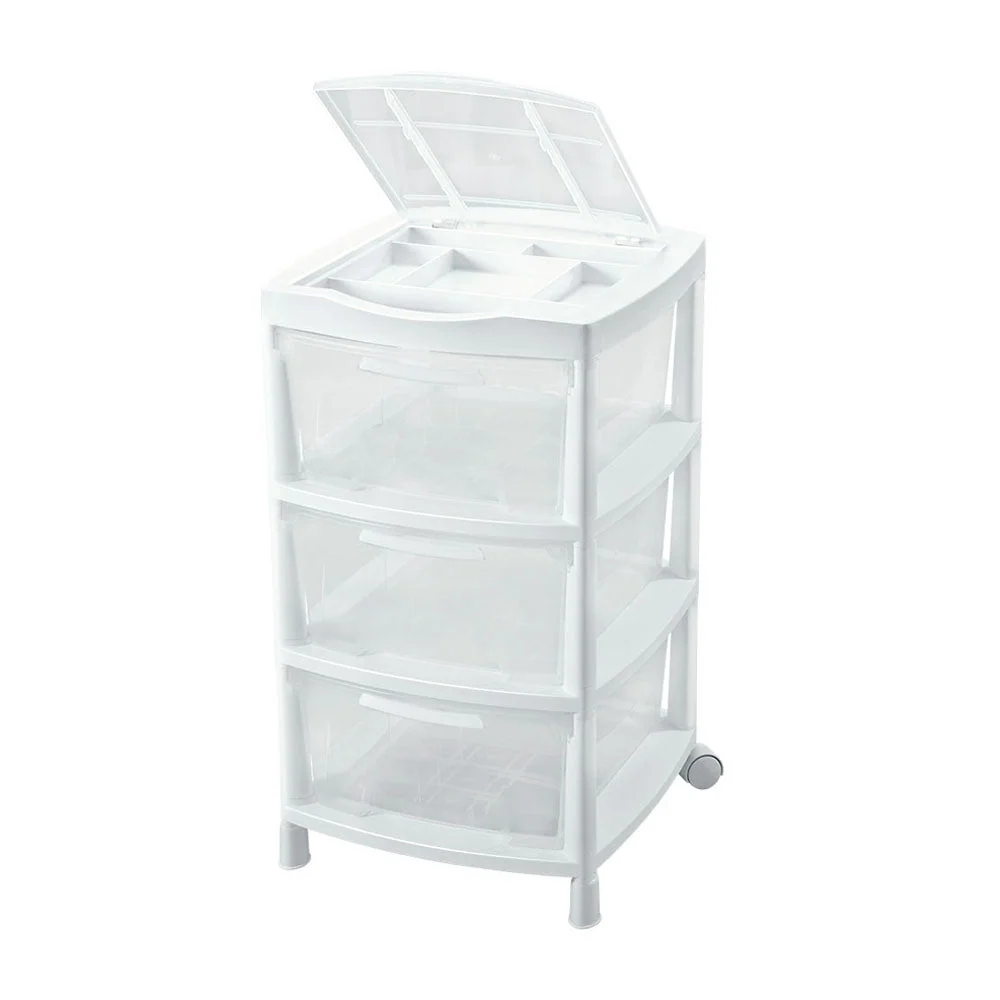 Gavetero Grande con 3 Gavetas y Tapa Organizadora Blanco Rimax