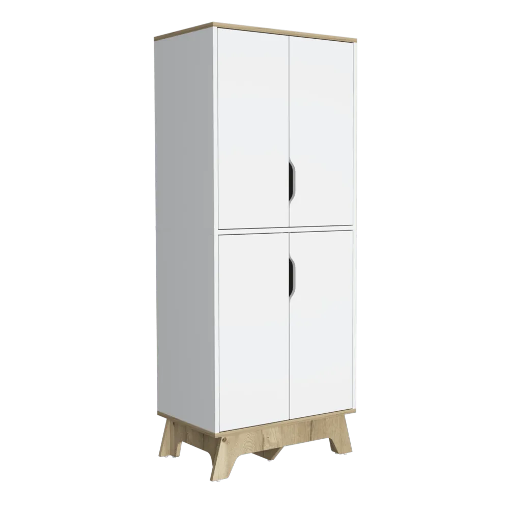 Alacena Aqua, Blanco y Café Claro, con Cuatro Puertas Abatibles RTA Design