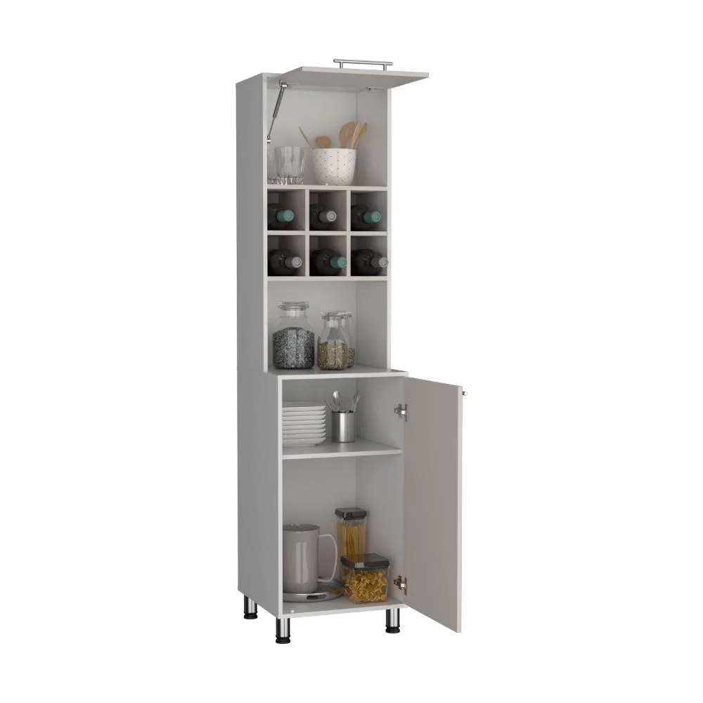 Alacena Atica, Blanco Duqueza y Capri, con espacio para guardar botellas de vino RTA Design