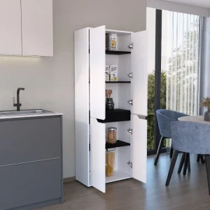 Alacena Gerg, Blanco y Wengue, con espacio para guardar insumos y utensilios de cocina ZF RTA Design