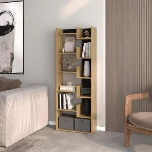 Biblioteca Clover, Fresno Europeo y Wengue, con espacios para guardar y poner objetos RTA Design