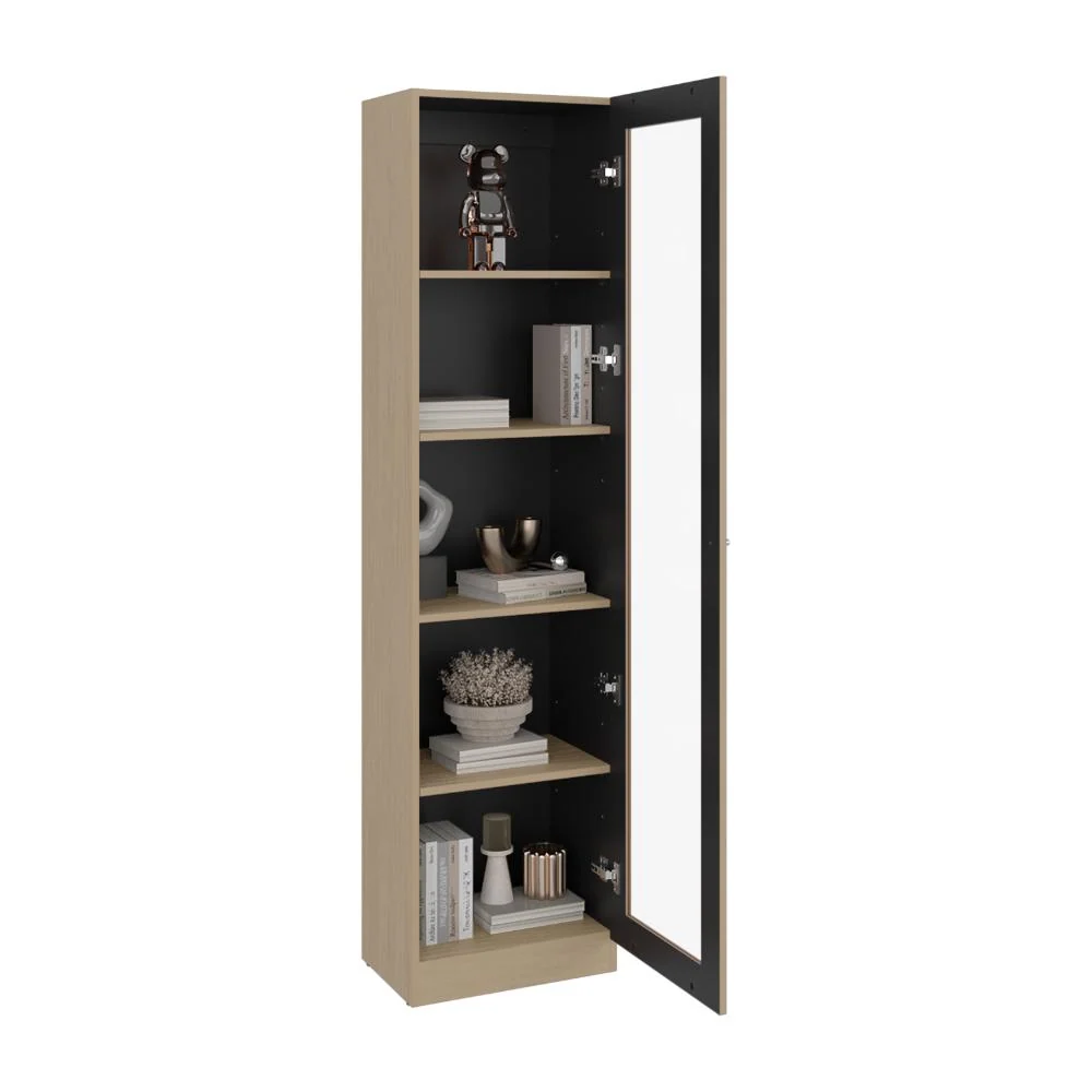 Biblioteca Home Eco Con Puerta En Vidrio, Cartagena y Wengue, con Cinco Entrepaños RTA Design
