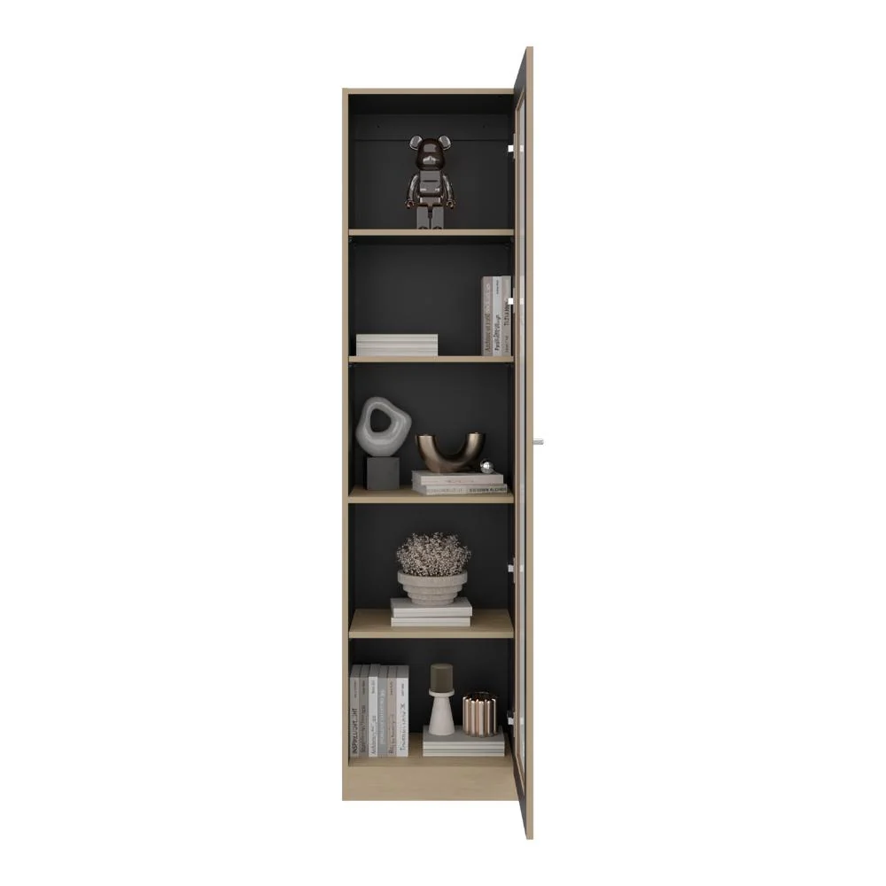 Biblioteca Home Eco Con Puerta En Vidrio, Cartagena y Wengue, con Cinco Entrepaños RTA Design