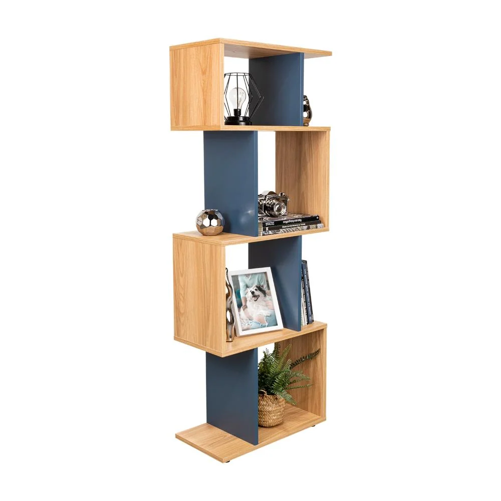 Biblioteca York, Fresno Europeo y Kronos Azul, con espacios para libros y objetos decorativos RTA Design