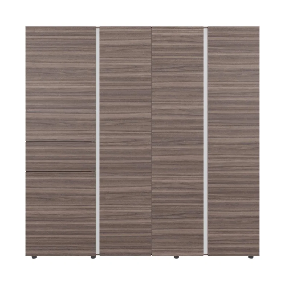 Closet Antalya 200x200, Avellana y Blanco, con 5 puertas abatibles RTA Design