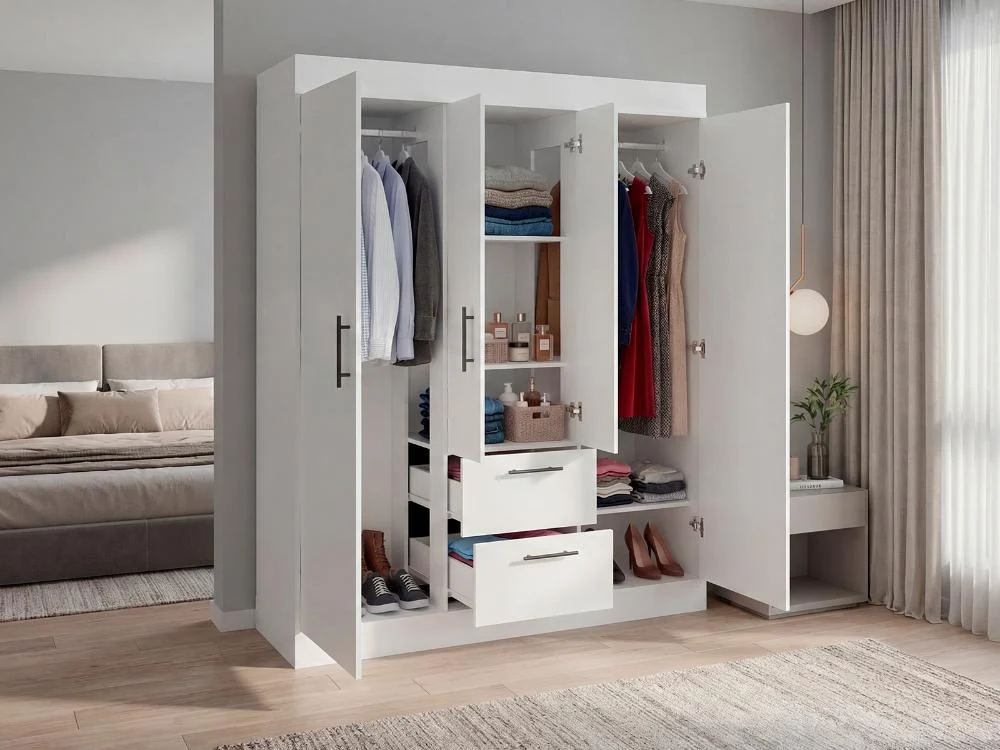 Closet Aura, Blanco Duqueza, Con 4 Puertas y 2 Cajones RTA Design