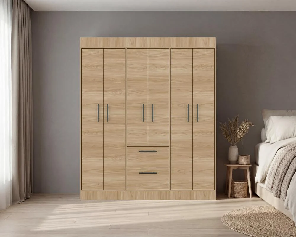 Closet Aura, Fresno Europeo y Wengue, con 6 puertas y 2 cajones RTA Design