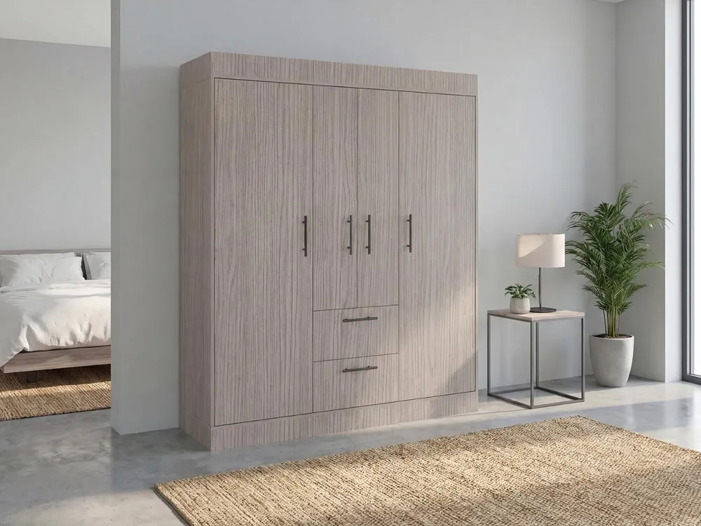 Closet Aura, Positano y Wengue, Con 4 Puertas y 2 Cajones RTA Design