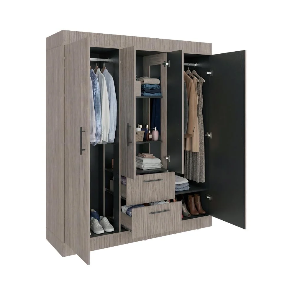 Closet Aura, Positano y Wengue, Con 4 Puertas y 2 Cajones RTA Design