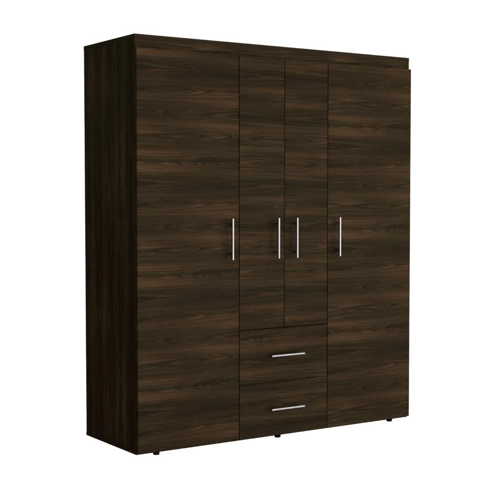 Closet Bariloche Bombay Eco, Nogal Europeo, con Variedad de Entrepaños y Cuatro Puertas Abatibles RTA Design
